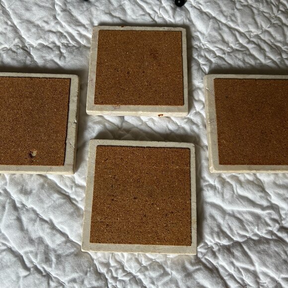 4 Love David & Vanessa Drink Marble Coasters 4" Holder Black White 2lbs 14oz - Picture 8 of 8